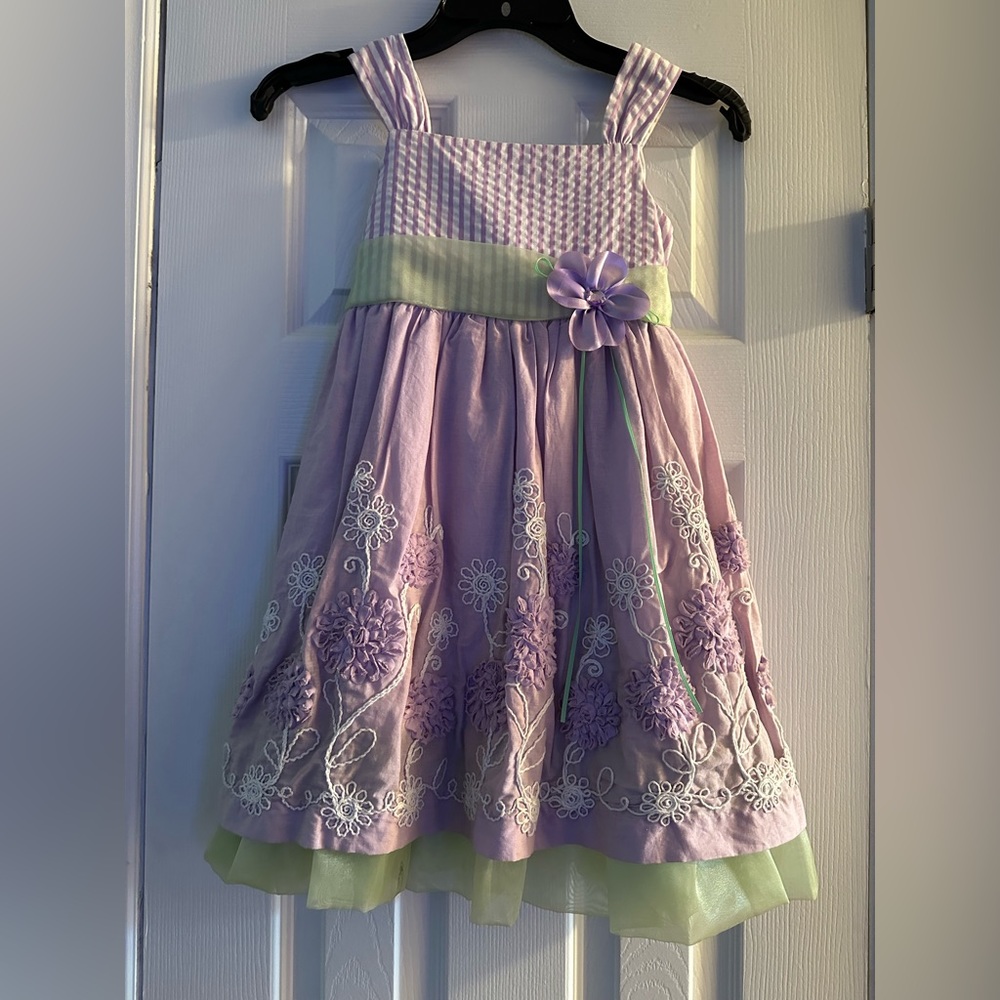 Rare Editions Girls Purple Flowered Dress Size 6